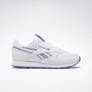 Reebok Classic Leather Turnschuhe Damen - Weiß/Lila - DE 820-TON